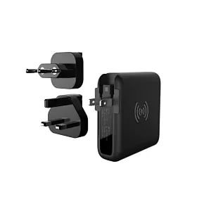Banque d'alimentation 8000mAh avec chargeur sans fil et chargeur de voyage mondial