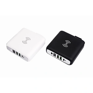 Banque d'alimentation 8000mAh avec chargeur sans fil et chargeur de voyage mondial