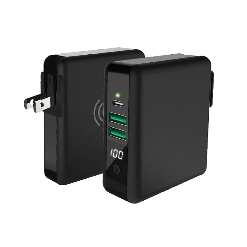 Worlwide Travel Charger with 8000mAh Power Bank and Wireless Charger 3-in-1