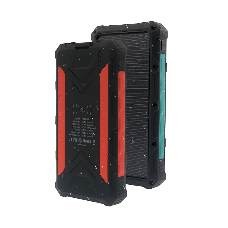 Rugged Wireless Charging Solar Power Bank 16000mAh