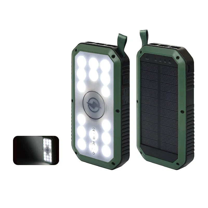 Wireless 8000mAh Solar Power Bank with 16 Units LED Lighting