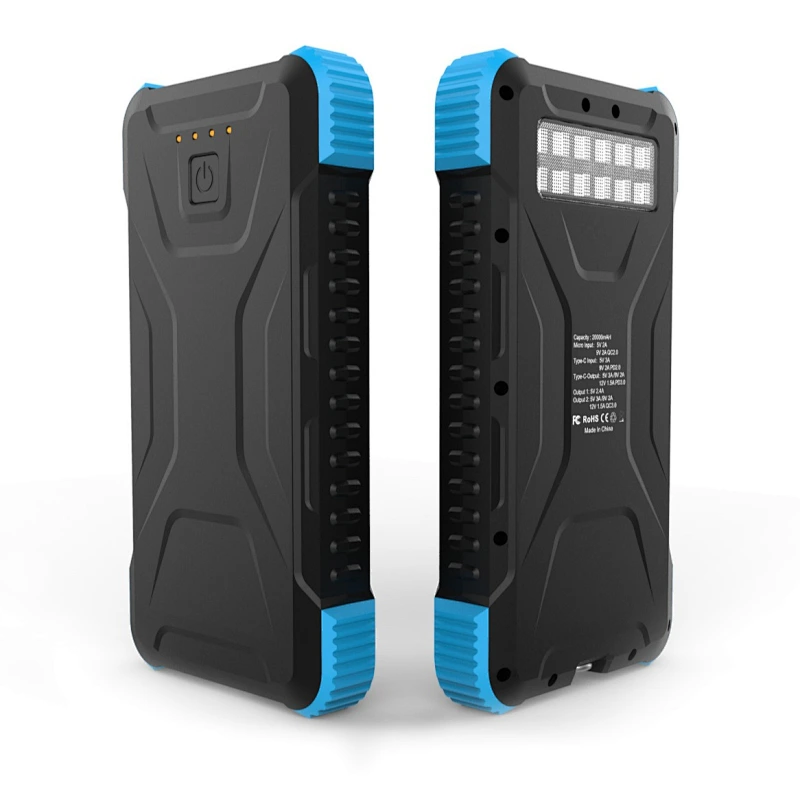 Banco de energía resistente al aire libre de carga rápida IP66 20000mAh con antorcha