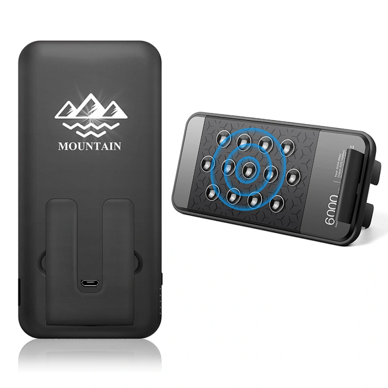 Banque d'alimentation sans fil lumineuse 6000mAh avec ventouses et support de téléphone