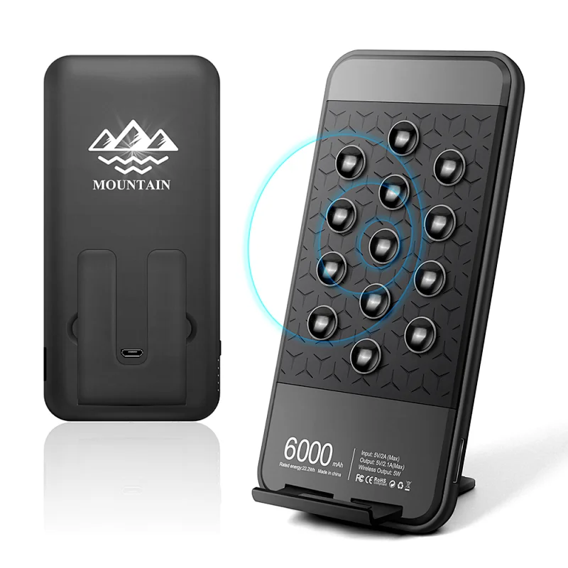 6000mAh Luminous Wireless Power Bank with Suction Cups and Phone Stand