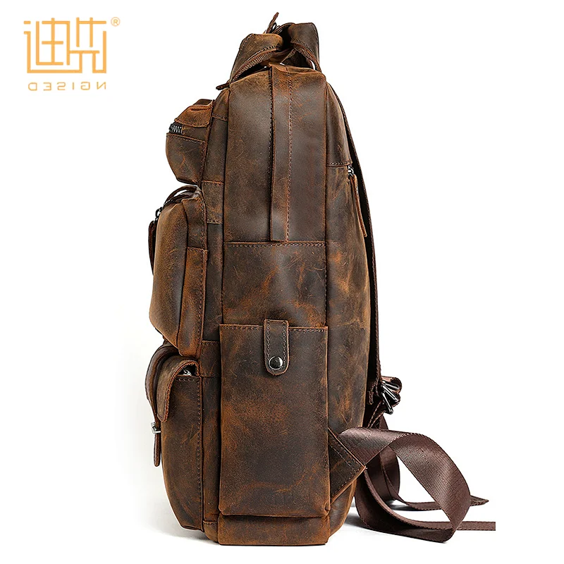 Super large space real cowhide natural color leather men messenger travel bag backpack
