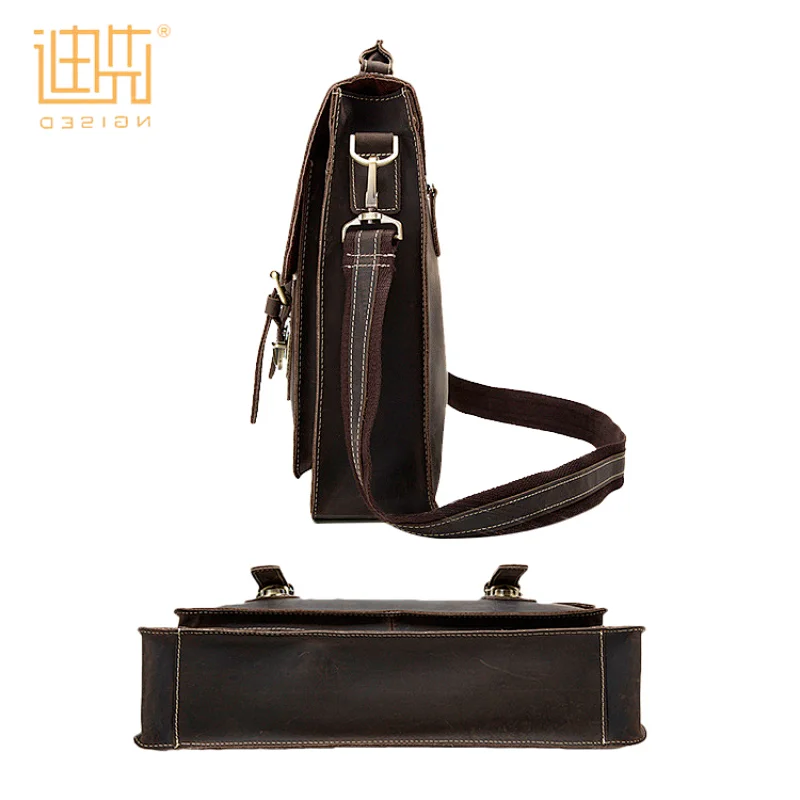 OEM custom fashion mens black coffee business office briefcase leather shoulder laptop messenger bag