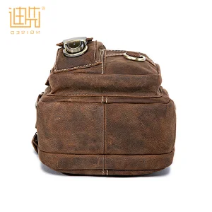 China hot selling customized cowhide leather men small sling crossbody shoulder bag