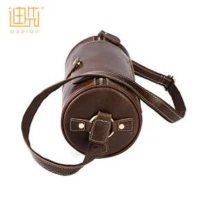 Lightweight and portable fashionable real cowhide leather shoulder cylinder shape crossbody bag