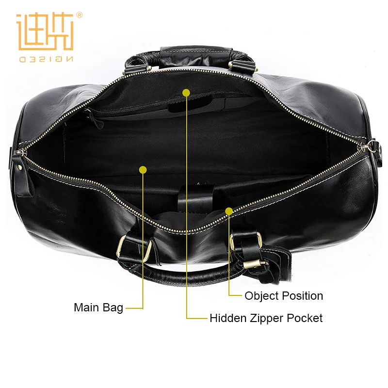 Wholesale hot sale multiple customized personalized cow hide leather strap shoulder travel bag