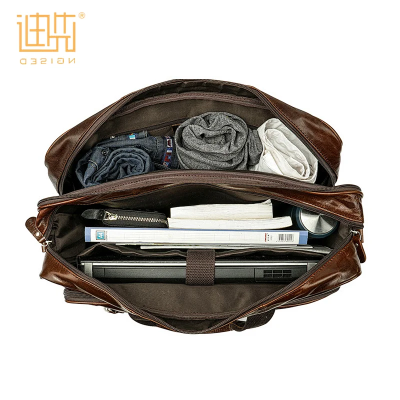 China best new arrival genuine card pockets cowhide leather business travel messenger bag