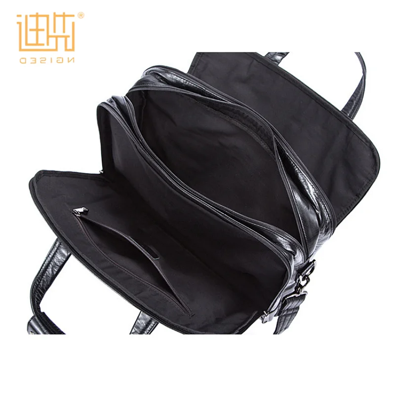 Factory supplier mens organizer cow leather business crossbody laptop briefcase