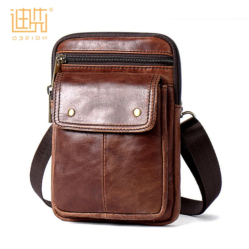 Real pure cowhide men comfortable leather coffee color crossbody sling tote bag