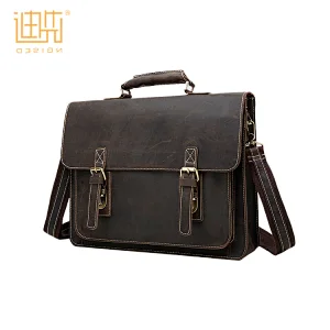 OEM custom fashion mens black coffee business office briefcase leather shoulder laptop messenger bag