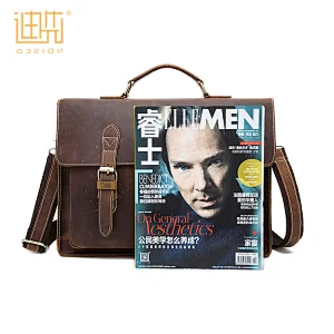 Manufacturers wholesale pu leather handmade handle shoulder messenger briefcase
