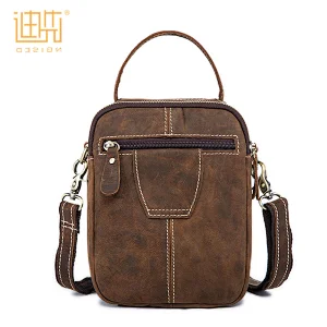 China hot selling customized cowhide leather men small sling crossbody shoulder bag