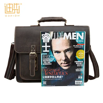 OEM custom fashion mens black coffee business office briefcase leather shoulder laptop messenger bag