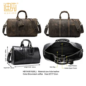 Wholesale hot sale multiple customized personalized cow hide leather strap shoulder travel bag