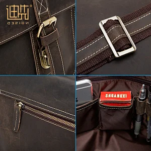 OEM custom fashion mens black coffee business office briefcase leather shoulder laptop messenger bag