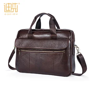 Wholesale customized high capacity cowhide leather durable men leather briefcase