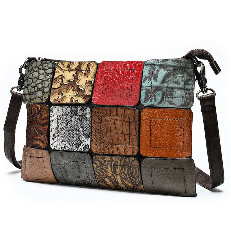 Custom high quality creative spliced leather crossbody handbag for women