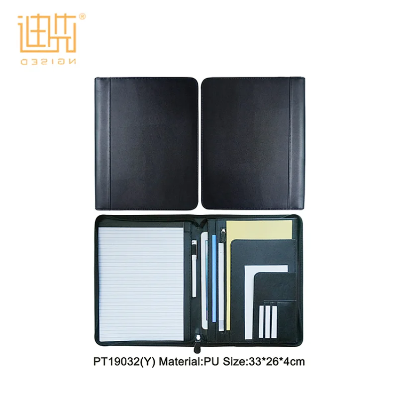 Hot selling practical ring binder portfolio folder pu leather for men