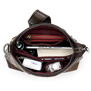 Wholesale custom printing shoulder crossbody leather ladies tote bag