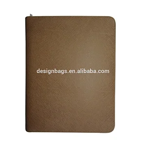 Travel khaki document file folder bag with white zipper