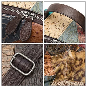 Custom logo womens fashion retro multi color leather splice backpack