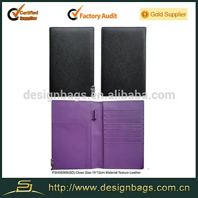 Designer purple texture leather passport holder air ticket holder