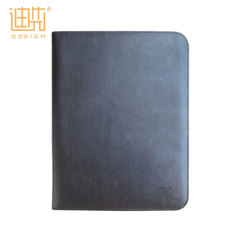 High quality fashion office conference black a4 leather portfolio folder
