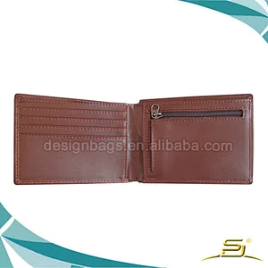 High quality men leather wallet with metal logo