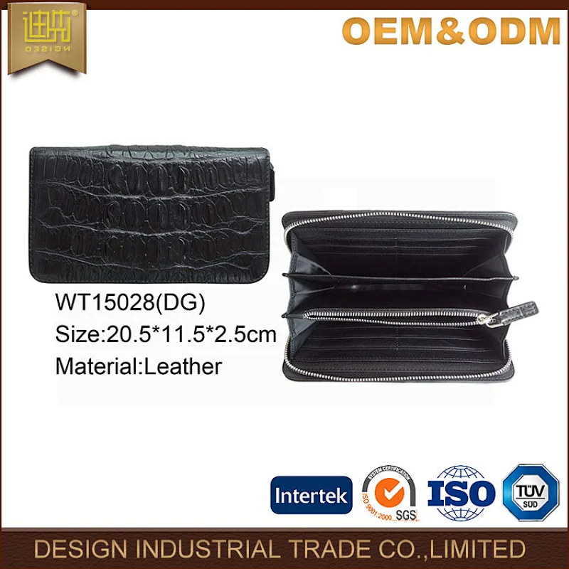 zipper men long leather wallet wholesaler