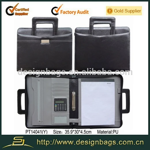 Custom leather portfolio with handle