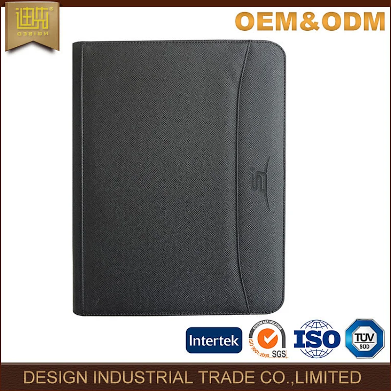 card holder pen holder Pu leather conference a4 zippered portfolio