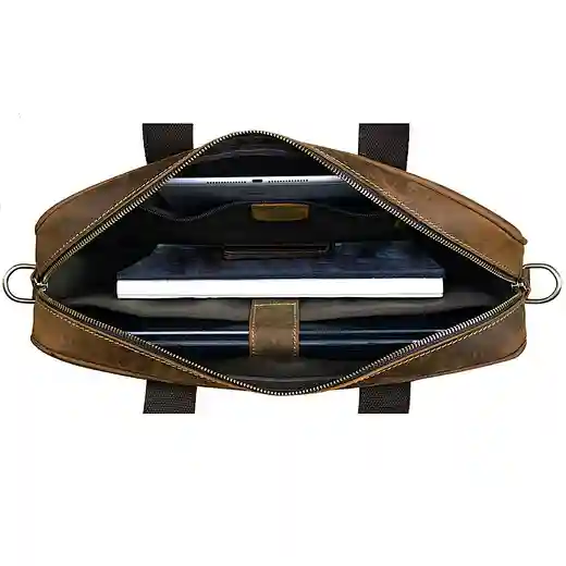 cow hide leather laptop briefcase