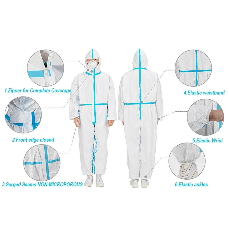 PPE High Antibacterial Reusable Plastic Closures Isolation suit Protective Clothing