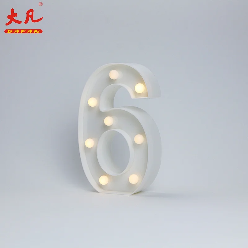 6个LED字母灯塑料字母标志电池供电Led灯塑料装饰灯为婚礼圣诞节