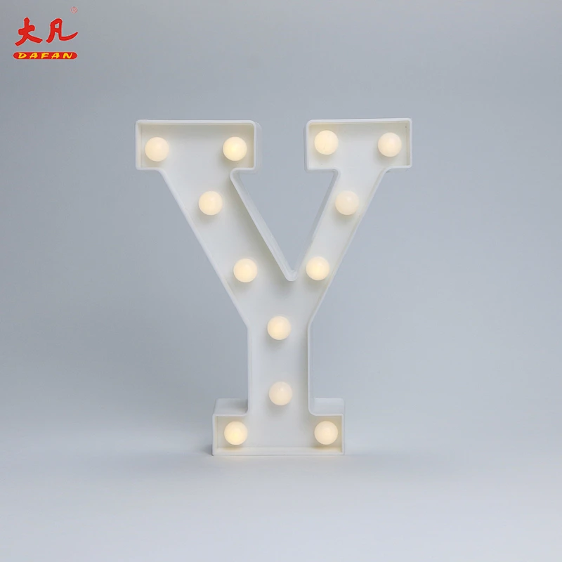 Y led lights battery letter jewelry light decorative lamp 3d letter sign acrylic led light letter