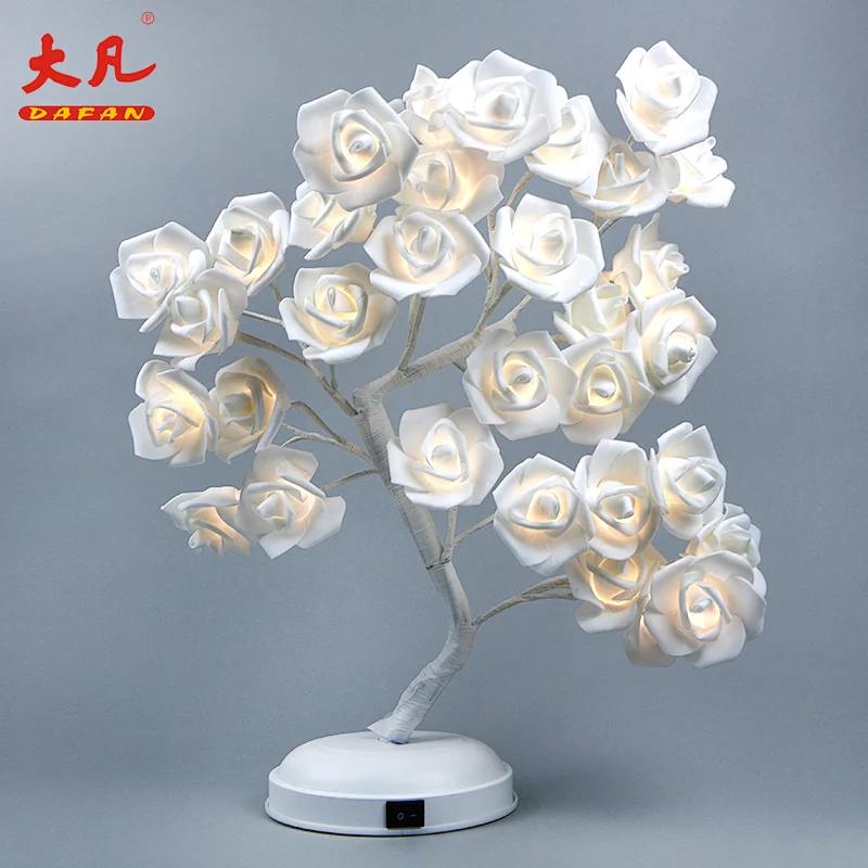 45cm artificial rose tree light Christmas led flower tree light artificial rose lamp