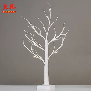 批发高档除尘准备led人造庭院房间树防水桦木led室内圣诞树灯
