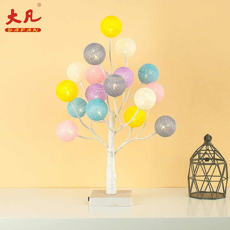 18 LED indoor Christmas decoration LED cotton ball tree lights bonsai tree plant plastic tree