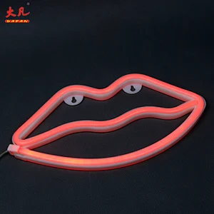 Mouth shape double sided outdoor led open sign usb neon light room lighting neon signs