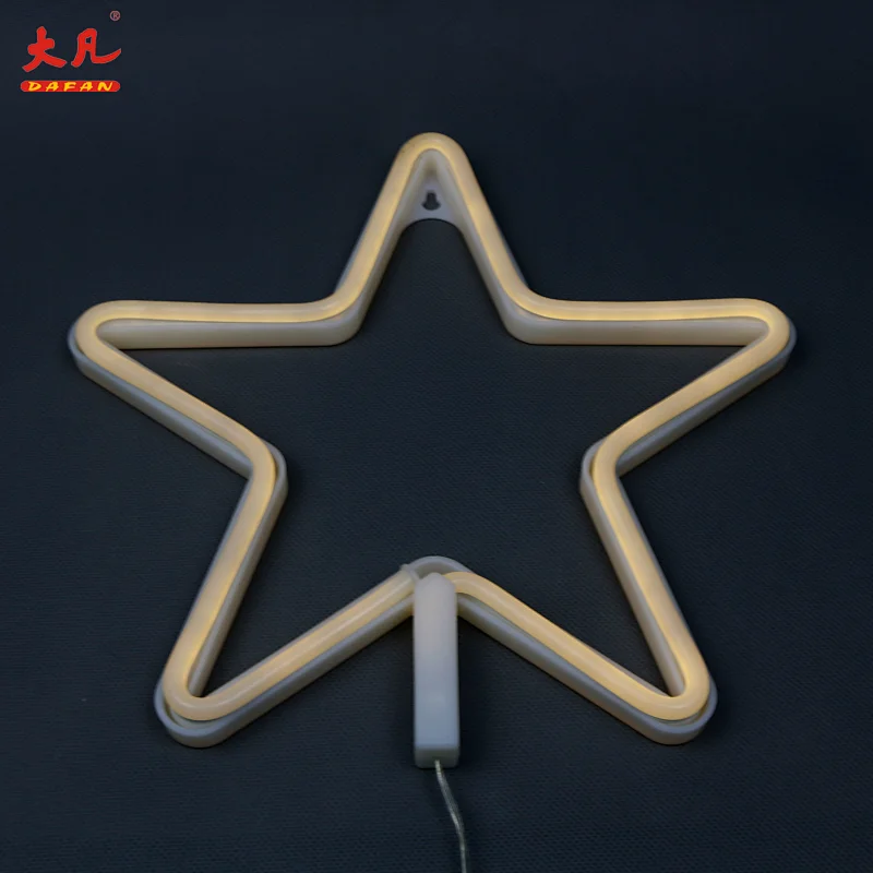 热卖五角星装饰灯霓虹灯标志灯usb＆电池供电led霓虹灯绳灯