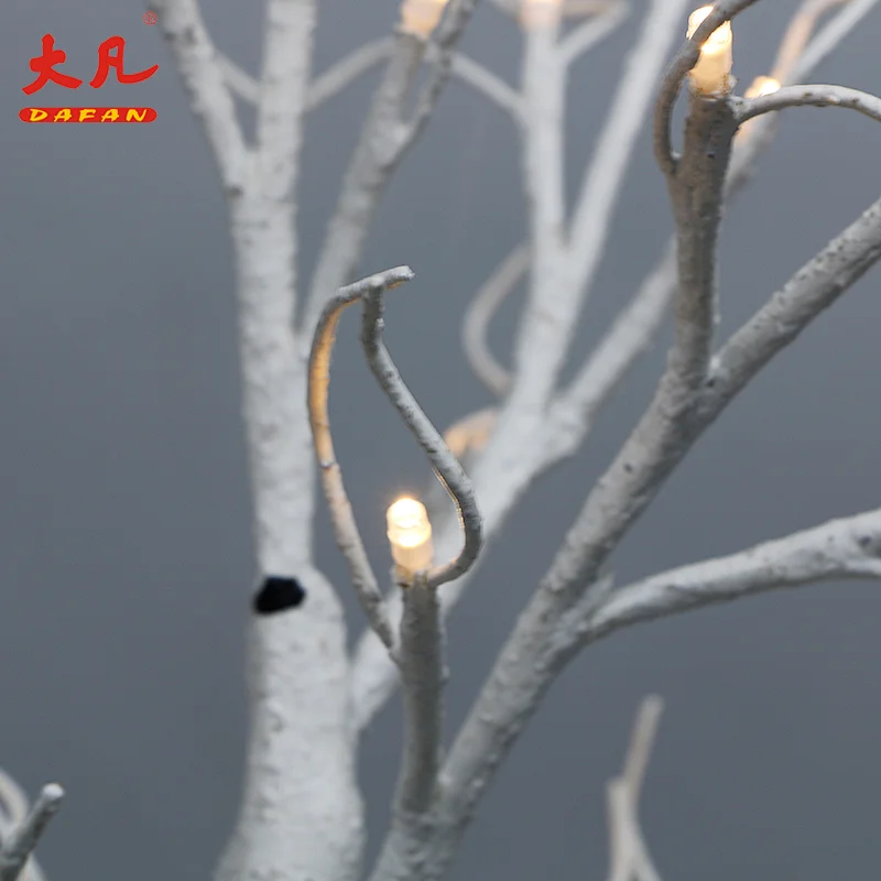 60cm usb电池圣诞装饰灯树白桦灯笼发光树灯防水户外树灯