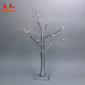 批发高档除尘准备led人造庭院房间树防水桦木led室内圣诞树灯