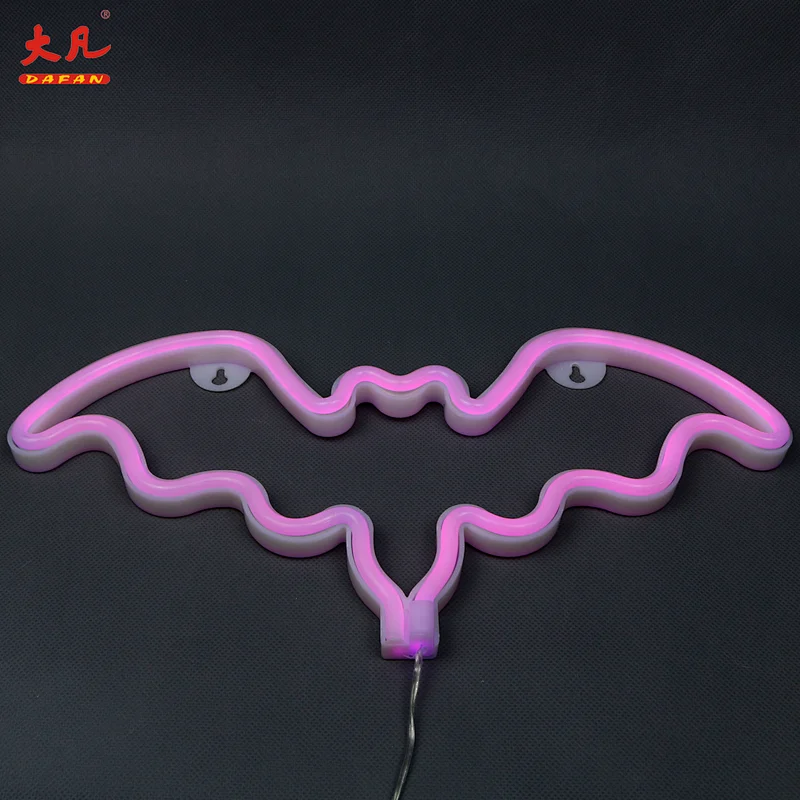 Bat Shape LED Decorative Neon Wall Light Plastic Unicorn Neon Sign for Room Wedding Party Holiday