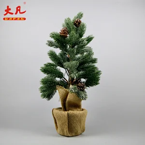 批发led圣诞人工盆景塑料松枝圣诞树装饰灯供房表婚礼之用