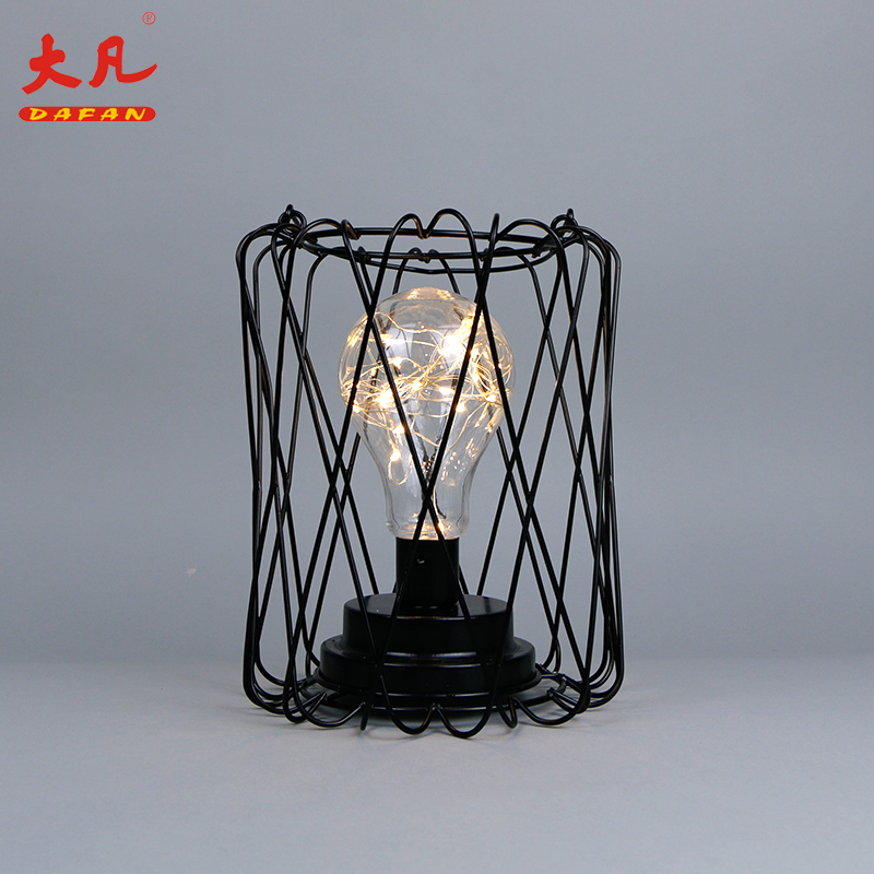 led bulb room lamp Christmas decoration led antique iron cage pendant lamp with hanging rope