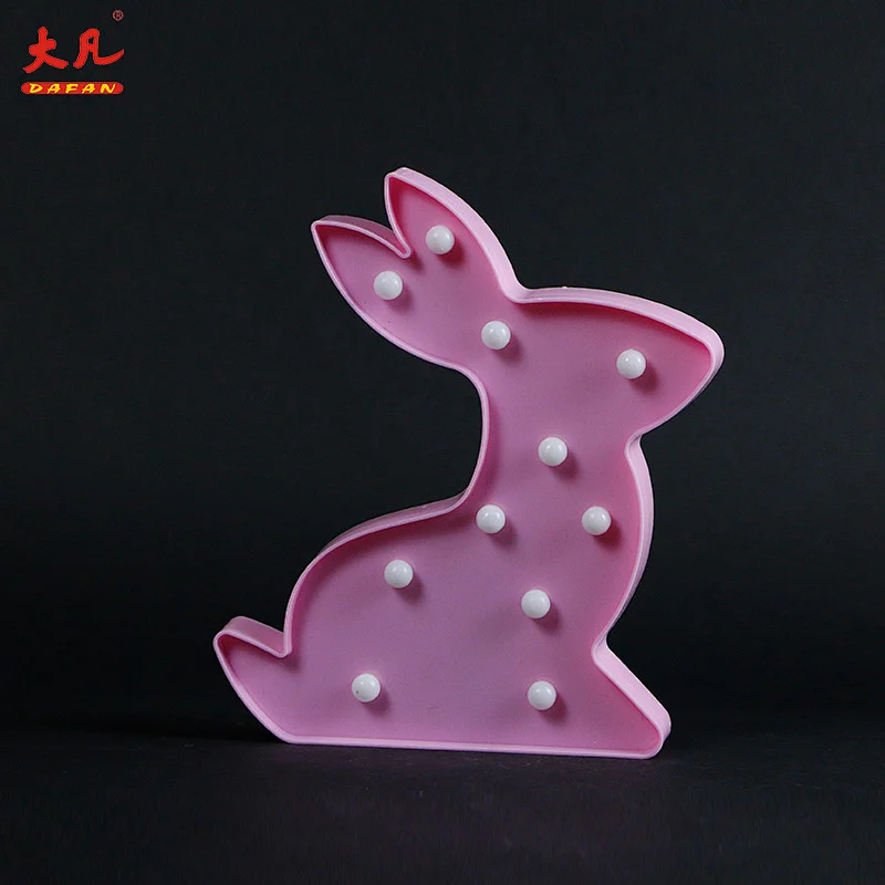 兔子形状塑料装饰电池字幕照明led灯室内字母