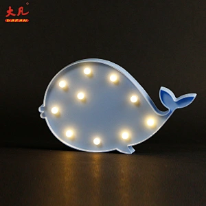 whale shape battery letter marquee lights high quality holiday plastic board letter lamp